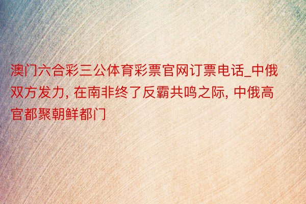 澳门六合彩三公体育彩票官网订票电话_中俄双方发力, 在南非终了反霸共鸣之际, 中俄高官都聚朝鲜都门