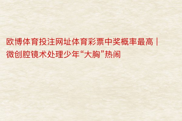 欧博体育投注网址体育彩票中奖概率最高 | 微创腔镜术处理少年“大胸”热闹
