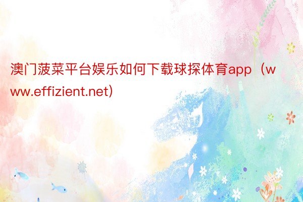 澳门菠菜平台娱乐如何下载球探体育app（www.effizient.net）